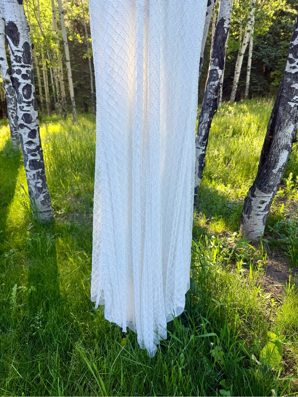Cherished Vow White Spaghetti Strap Mermaid Wedding Gown - Picture 7 of 10
